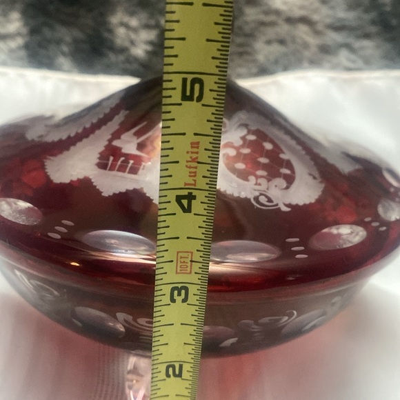 Vintage Bohemian Red Glass Cut To Clear Candy Dish
W/lid - Picture 15 of 16